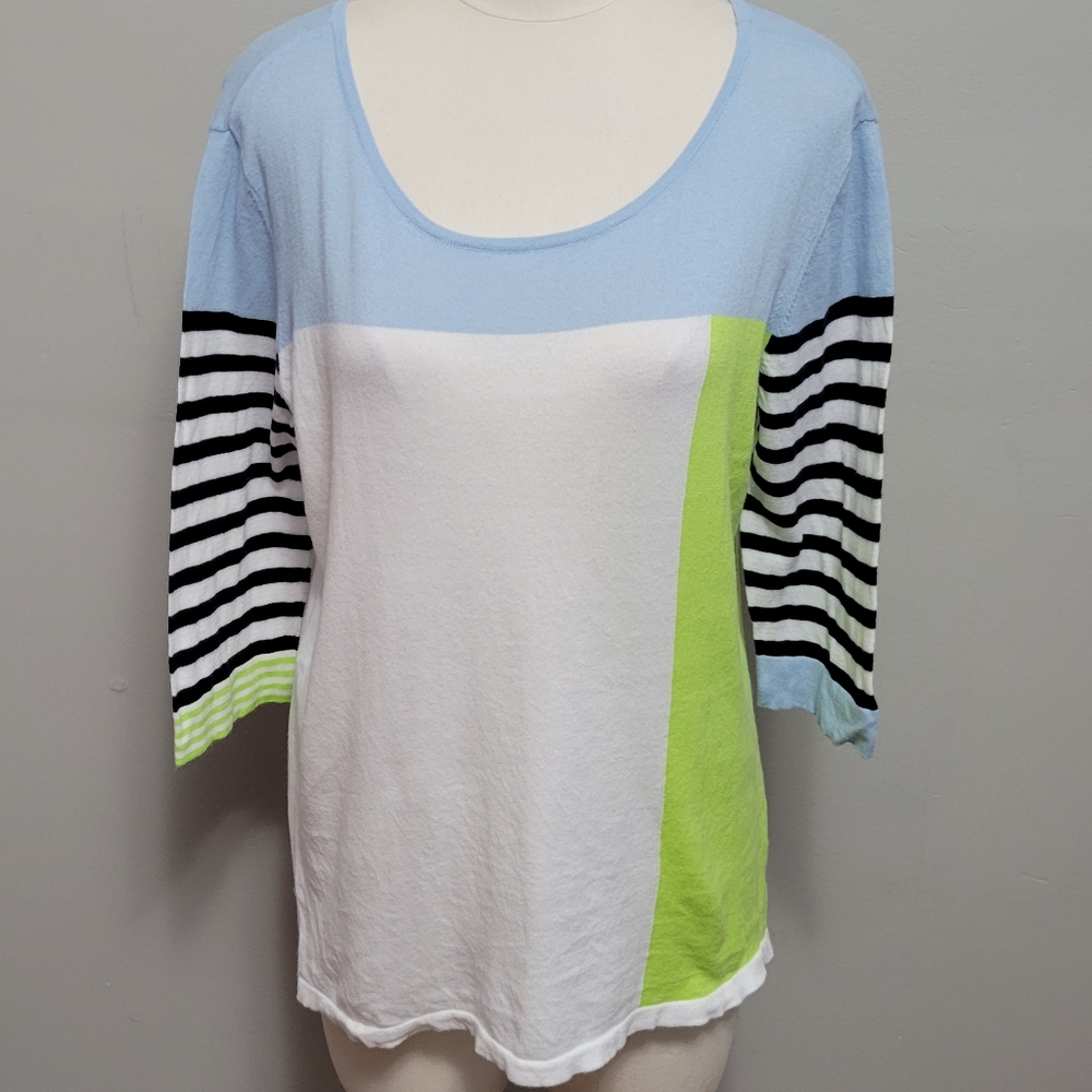 Pure Amici striped colorblock sweater size large